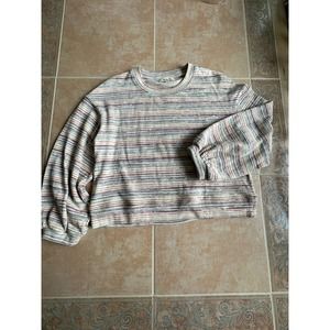 Madewell Cropped balloon sleeve multicolor striped sweater M New without tags !